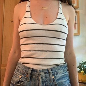 White and charcoal striped tank top